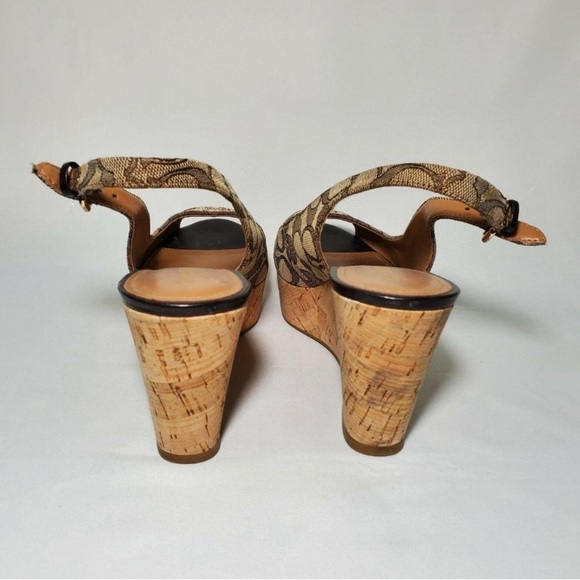 Preowned Coach Ferry Wedge sling back shoes size 8.5 - Picture 4 of 10